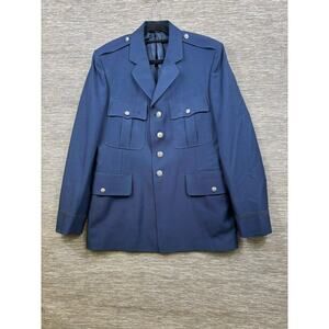 Vintage Patriot USAF Uniform Jacket Mens 43L Blue Polyester 4 Button Military